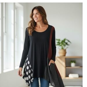 Elegant Black and Brown Women's Tunic
